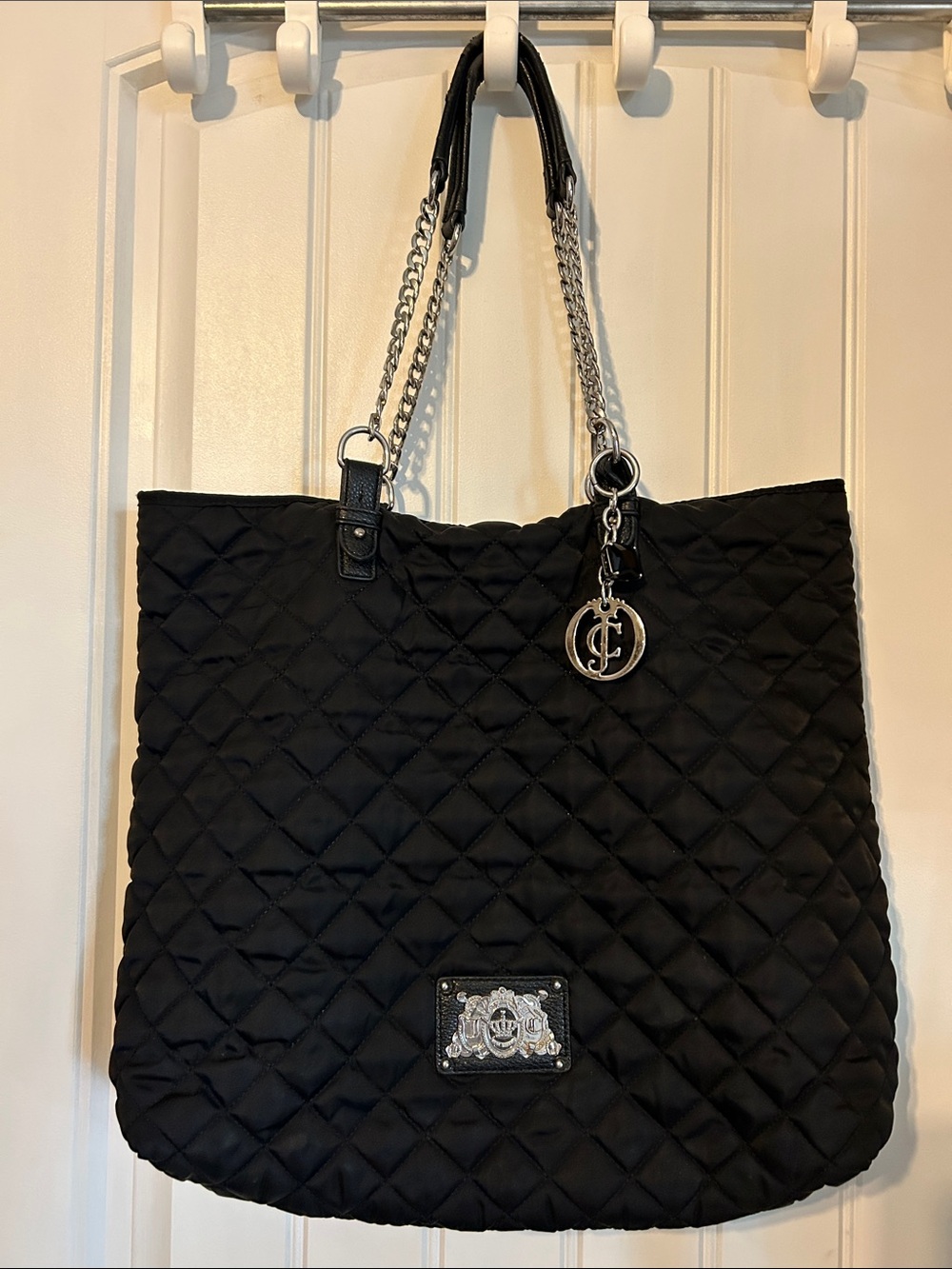 Juicy Couture Black Quilted Tote with Chain Handles